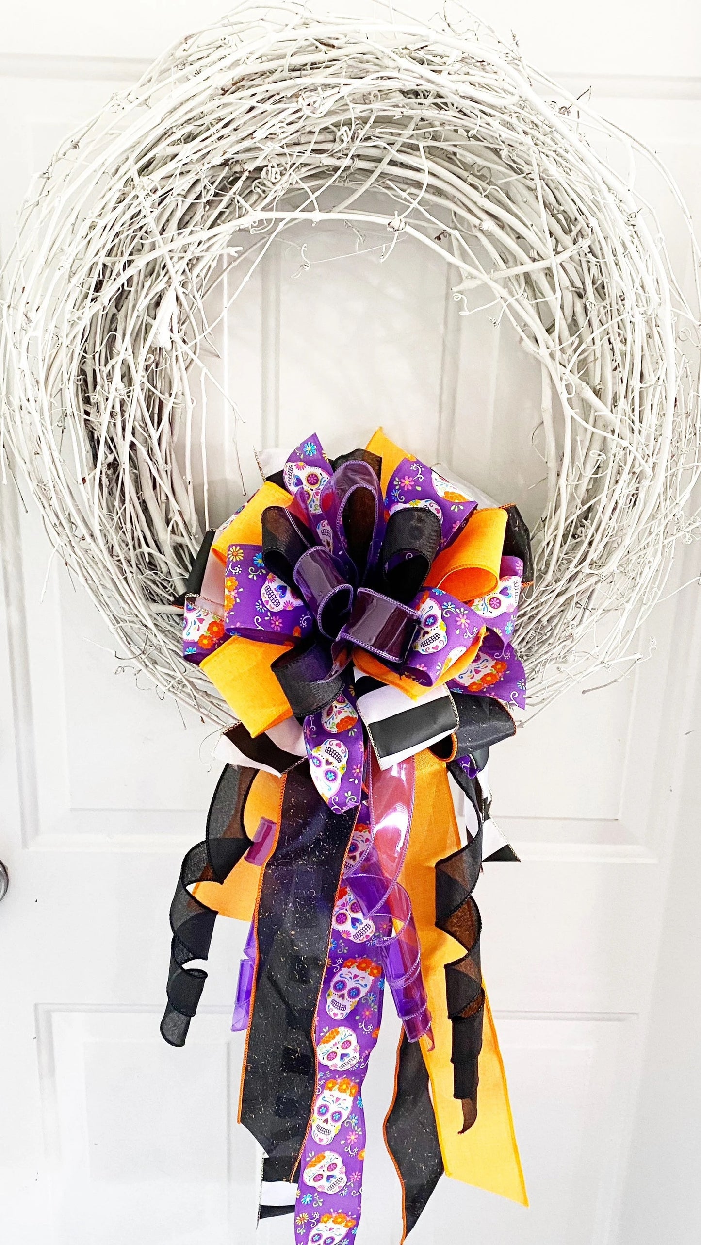 Halloween Collection - Bow,Halloween Bow, Day of the Dead,Day of the Dead Decor,Mailbox Bow,Wreath Bow,Gift Bow,Decor,Skulls,Gift