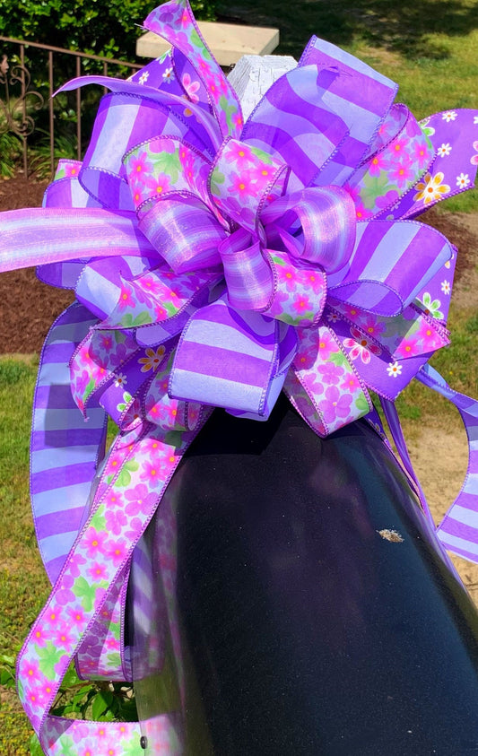 Everyday Collection - Purple/lavender Bow,Purple Bow,Lavender Bow,Floral Bow,Large Bow,Mailbox Bow,Wreath Bow,Summer Bow,Spring Bow, Bow
