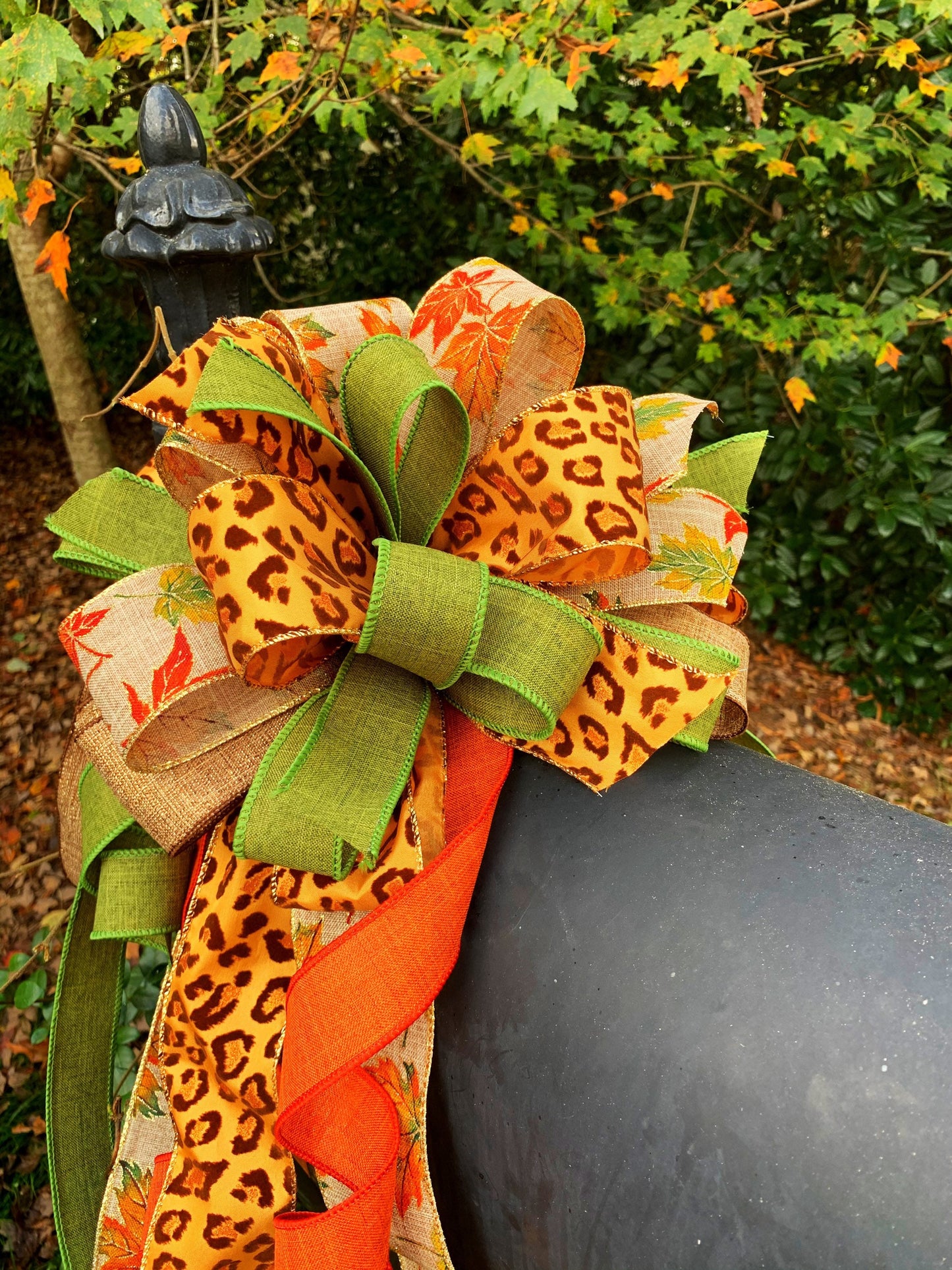 Fall Collection- Leopard Bow, Leopard, Leopard Print Bow, Fall Bow, Fall Decor, Fall, Mailbox Bow, Wreath Bow, Large Bow, Gift, Gift Bow