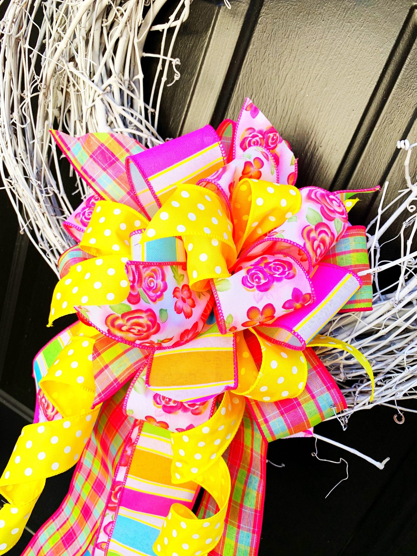 Summer Collection - Bright Bow, Floral Bow, Bow, Bows, Mailbox Bow, Wreath Bow, Spring Bow, Summer Bow, Colorful Bow, Large Bow