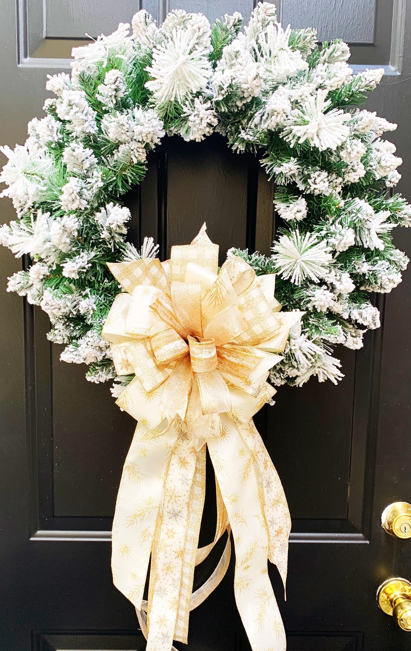 Winter Collection- Gold Snowflake Bow, Gold Bow, Wreath Bow, Mailbox Bow, Gift Bow, Garland Bow, Snowflake, Snowflake Bow