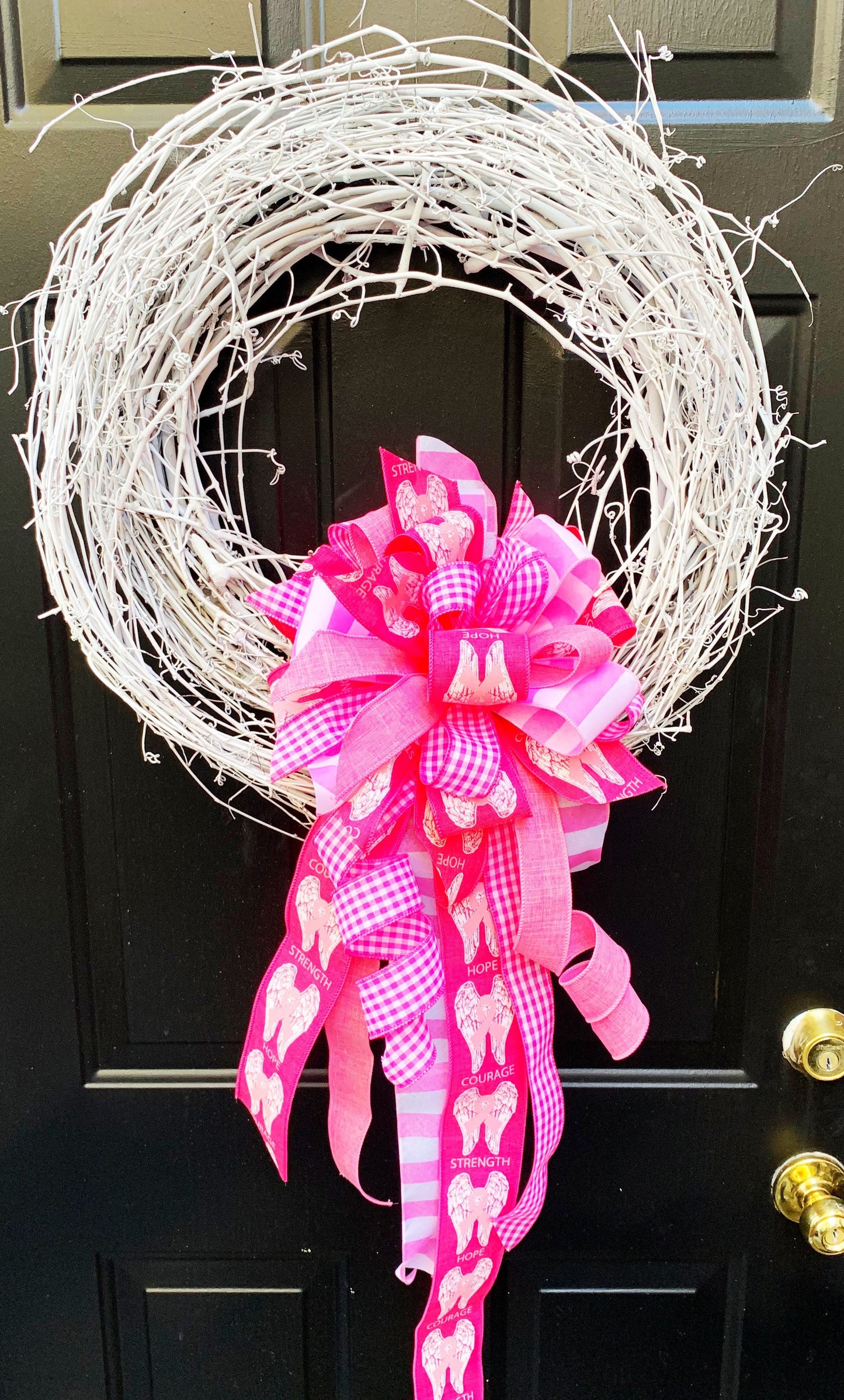 Everyday Collection - Hope Bow,Courage Bow,Strength Bow,Breast Cancer Bow,Pink Bow,Mailbox Bow,Wreath Bow,Large Bow,Gift Bow,Bow,Bow