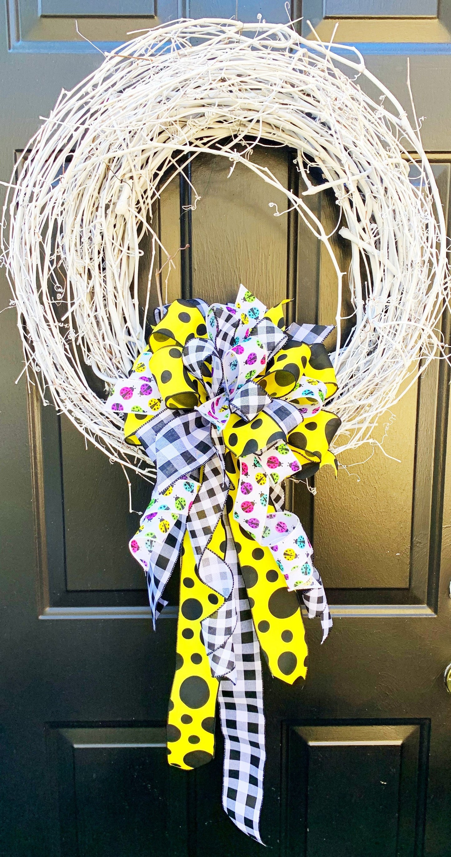 Everyday Collection - Lady Bug Bow,Lady Bugs,Lady Bugs Bow,Summer Bow,Wreath Bow,Mailbox Bow,Large Bow,Bow,Bows,Gift Bow,Gift Basket Bow