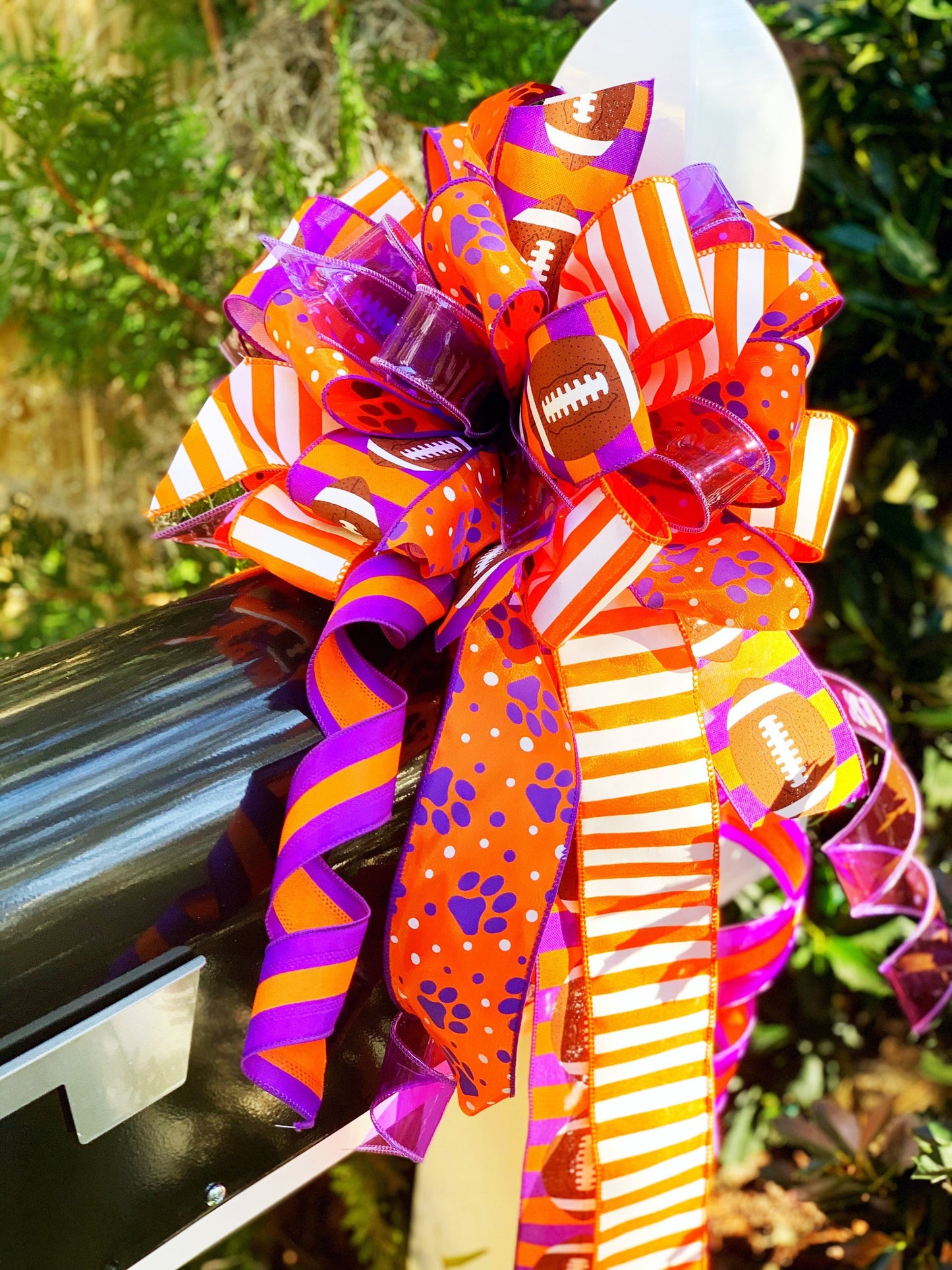 Sports Collection - Clemson, Clemson Bow, Clemson Ribbon, Sports Bow, Mailbox Bow, Wreath Bow, Large Bow, Gift Bow, Gift