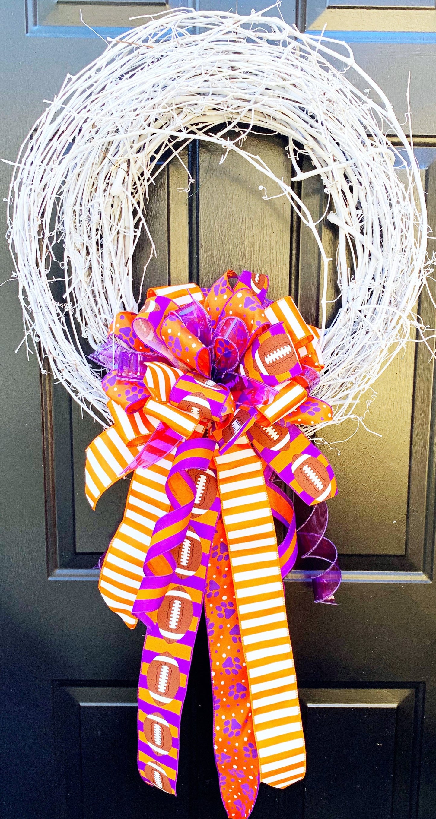 Sports Collection - Clemson, Clemson Bow, Clemson Ribbon, Sports Bow, Mailbox Bow, Wreath Bow, Large Bow, Gift Bow, Gift