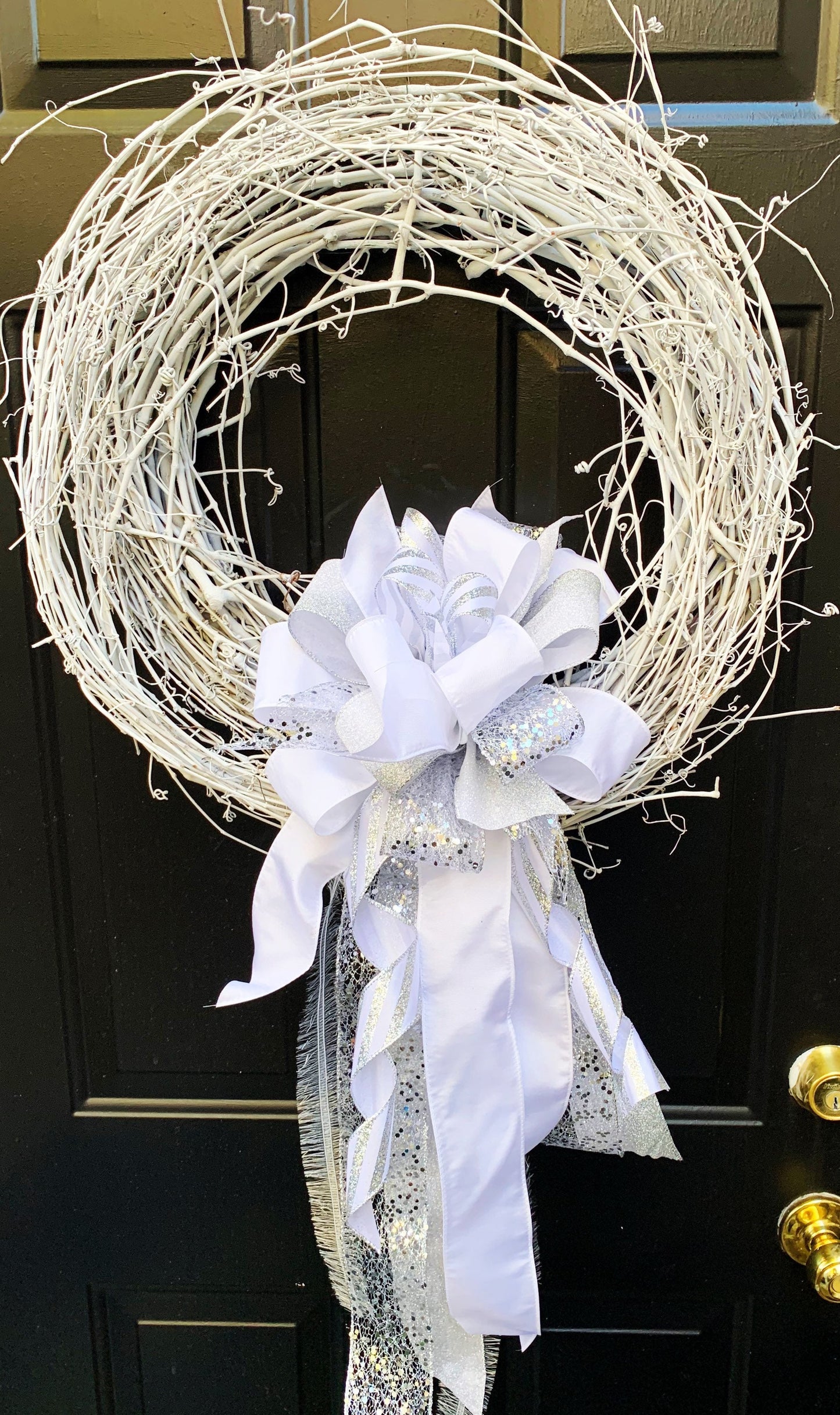 Sympathy Collection - Sympathy Bow,Mailbox Bow,Wreath Bow,Bow,Bows,White Bow,White/Silver Bow,Holiday Bow, Christmas Bow,Silver Bow,Silver