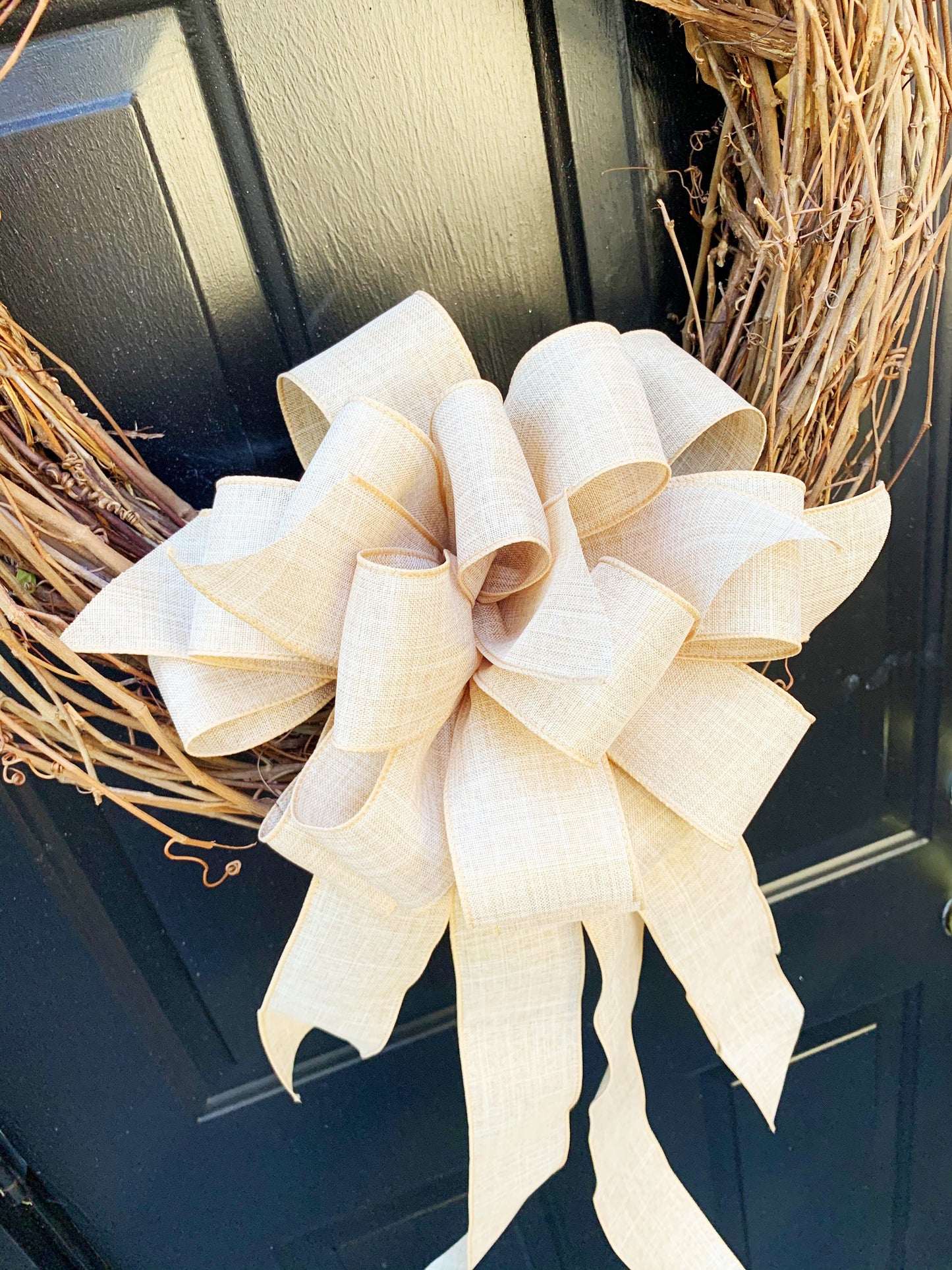 Burlap Beige Bow. Perfect for Mailbox, Door, and Wreath.