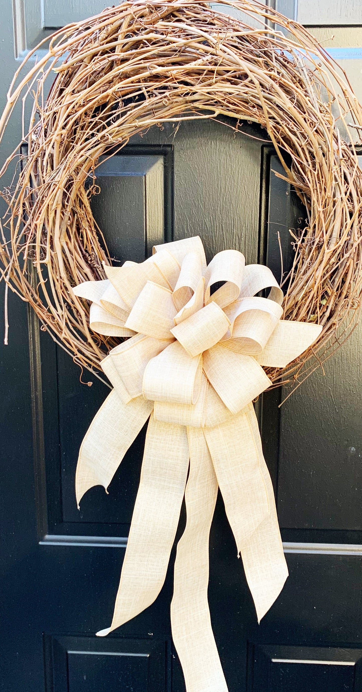 Burlap Beige Bow. Perfect for Mailbox, Door, and Wreath.