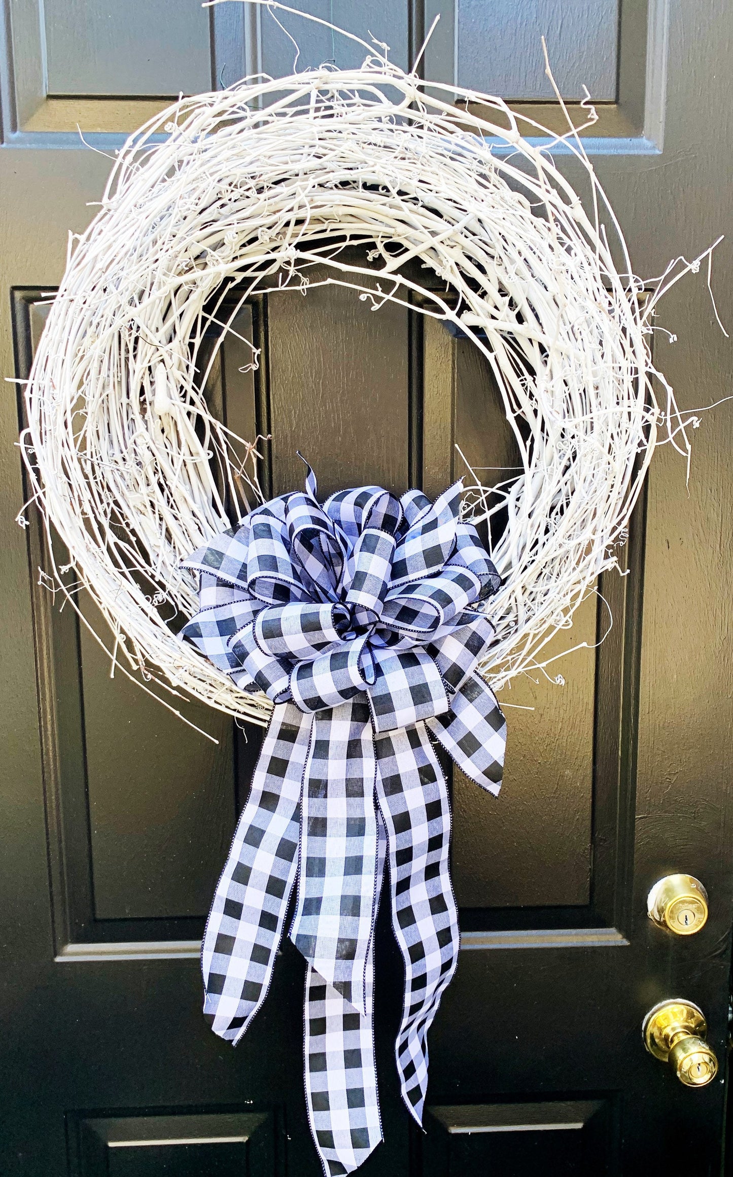 Black & White Buffalo Check Bow. Perfect for Mailbox, Door, and Wreath.