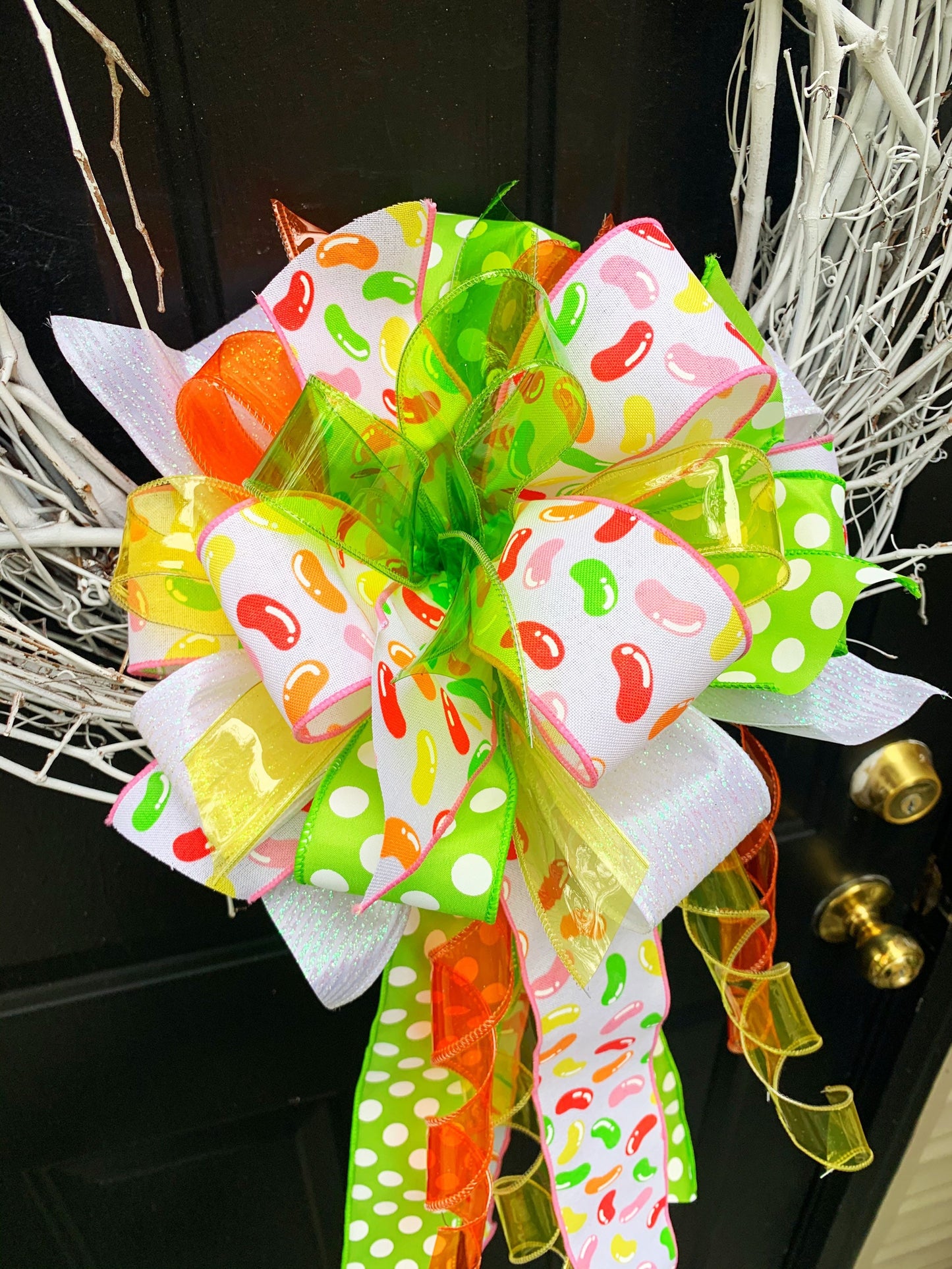 Everyday Collection - Jelly Beans,Jelly Beans Bow,Candy,Candy Bow,Candy Decor,Summer Bow,Bow,Bows,Large Bow,Wreath Bow,Mailbox Bow