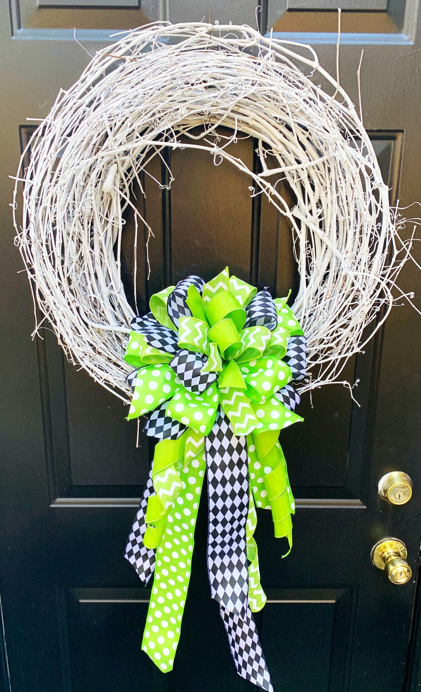 Everyday Collection - Green/Black Bow, Green Bow, Black Bow, Mailbox Bow, Wreath Bow, Large Bow, Gift, Gift Bow, Bows, Ribbon Bow