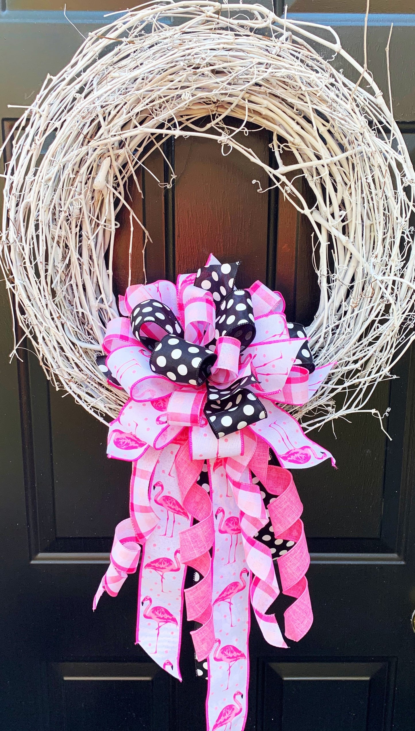 Summer Collection - Pink Flamingo Bow, Pink Flamingo, Pink Bow, Polka Dot Bow, Polka Dots, Summer Bow, Mailbox Bow, Wreath Bow, Large Bow