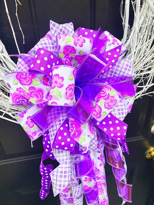 Everyday Collection - Lavender Bow, Floral Bow, Floral Lavender Bow, Purple Bow, Spring Bow, Summer Bow, Mailbox Bow, Wreath Bow, Large Bow