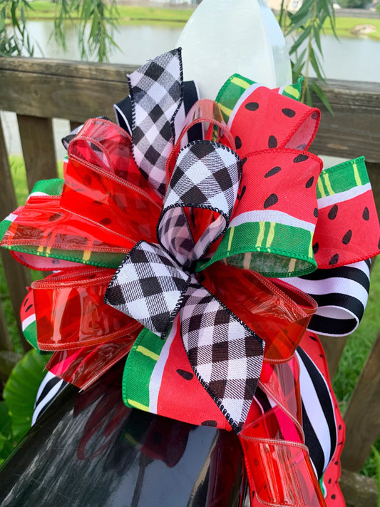 Everyday Collection - Watermelon Bow, Watermelon Ribbon, Summer Bow, Summer Decor, Watermelon, Decor, Mailbox Bow, Wreath Bow, Gift