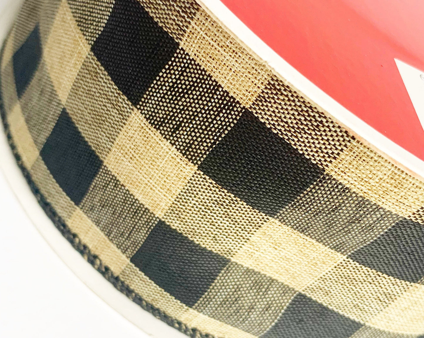 Ribbon Roll - 25 yards, Buffalo Check Ribbon,  Plaid, Buffalo Check, Wired Ribbon, Ribbon, Craft, Craft Ribbon, Bow Ribbon, Tan Ribbon