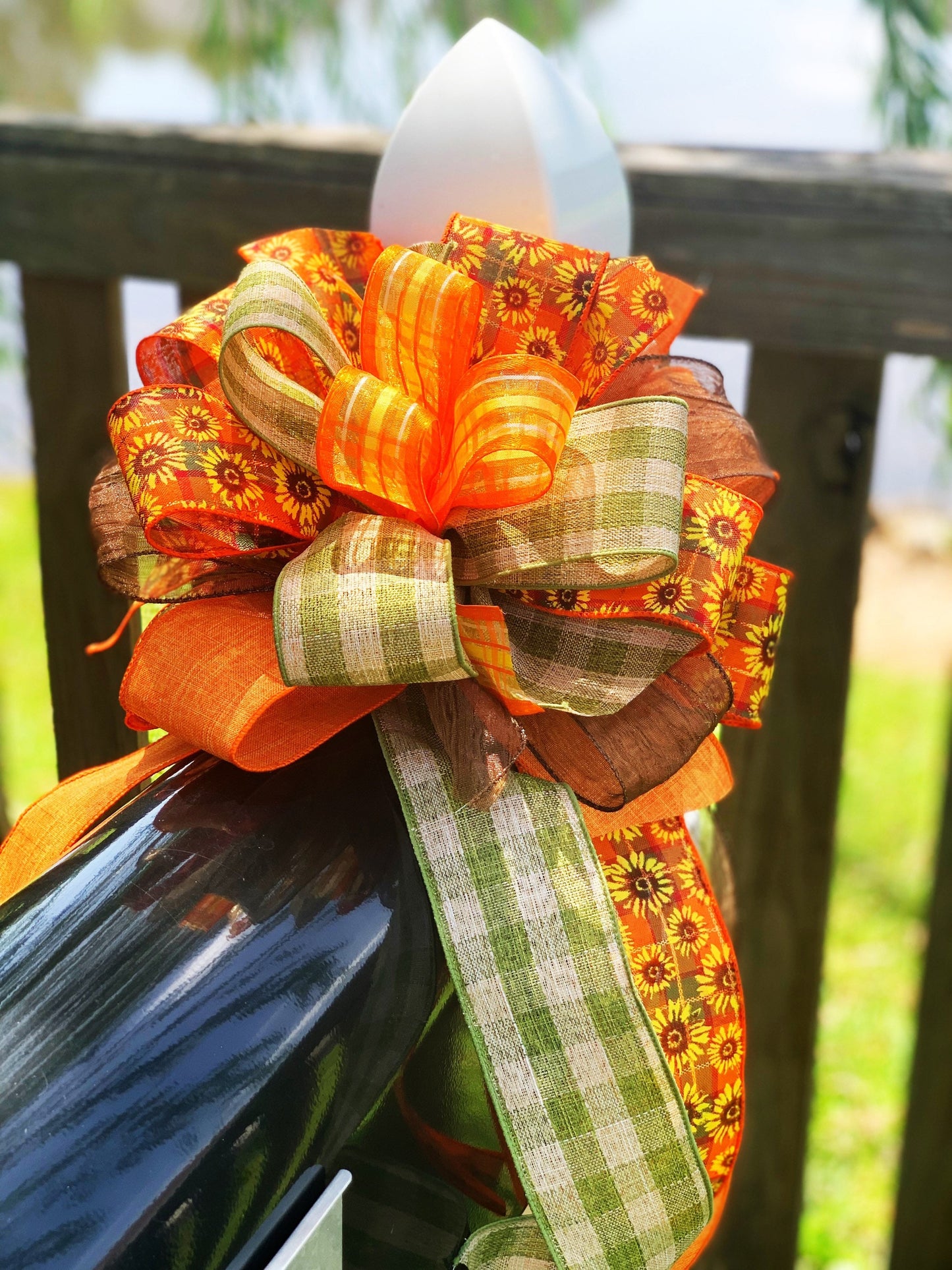 Fall Collection- Sunflower Bow, Sunflower Decor, Bow, Bows, Lantern Bow, Wreath Bow, Mailbox Bow, Gift, Ribbon, Fall, Fall Bow, Fall Decor