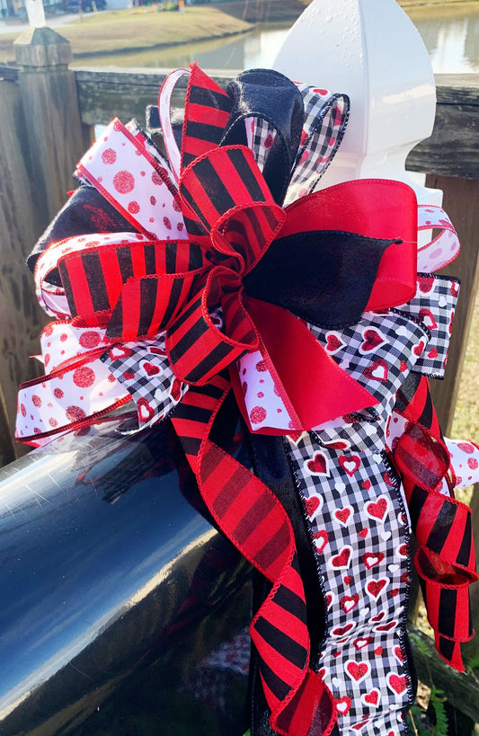 Valentines Collection - Valentines Bow, Valentines Ribbon, Valentines Decor, Valentines, Bow, Bows, Gift, Hearts, Stripes, Polka Dots