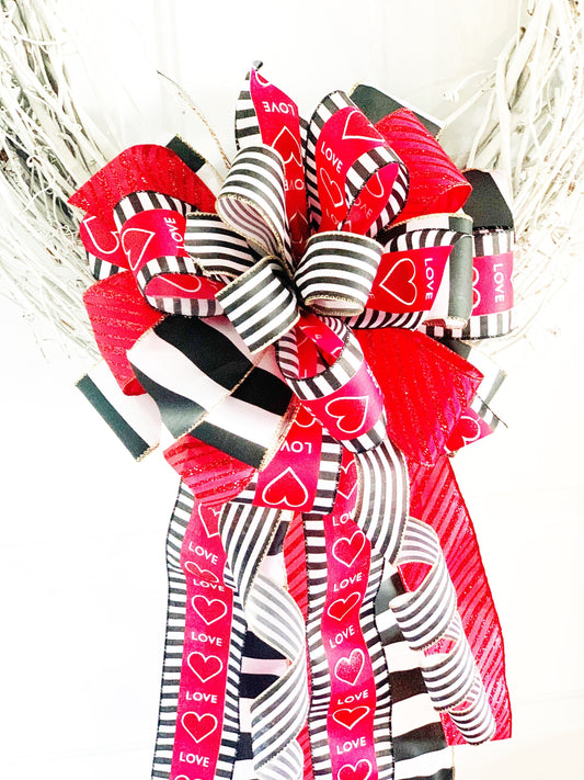 Valentines Collection - Valentines Bow, Valentines Ribbon, Valentines Decor, Valentines, Valentines Hearts, Mailbox Bow, Wreath Bow, Gift