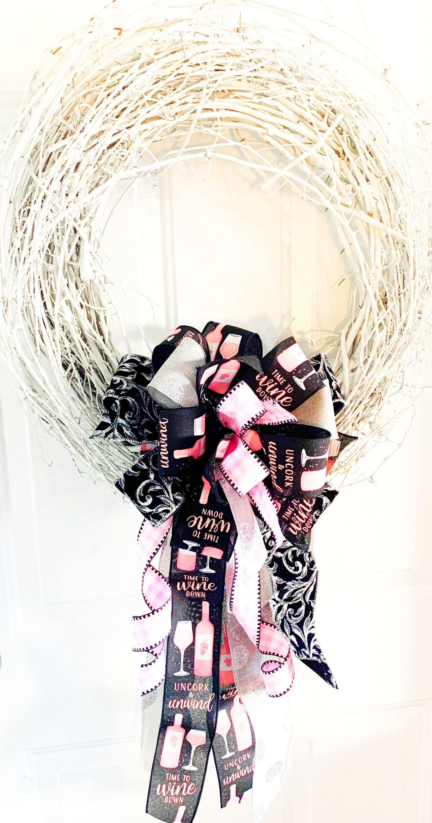 Everyday Collection - Wine, Wine Bow, Wine Decor, Vino, Vino Bow, Vino Gift, Gift, Mailbox Bow, Wreath Bow, Winery, Wine Gift