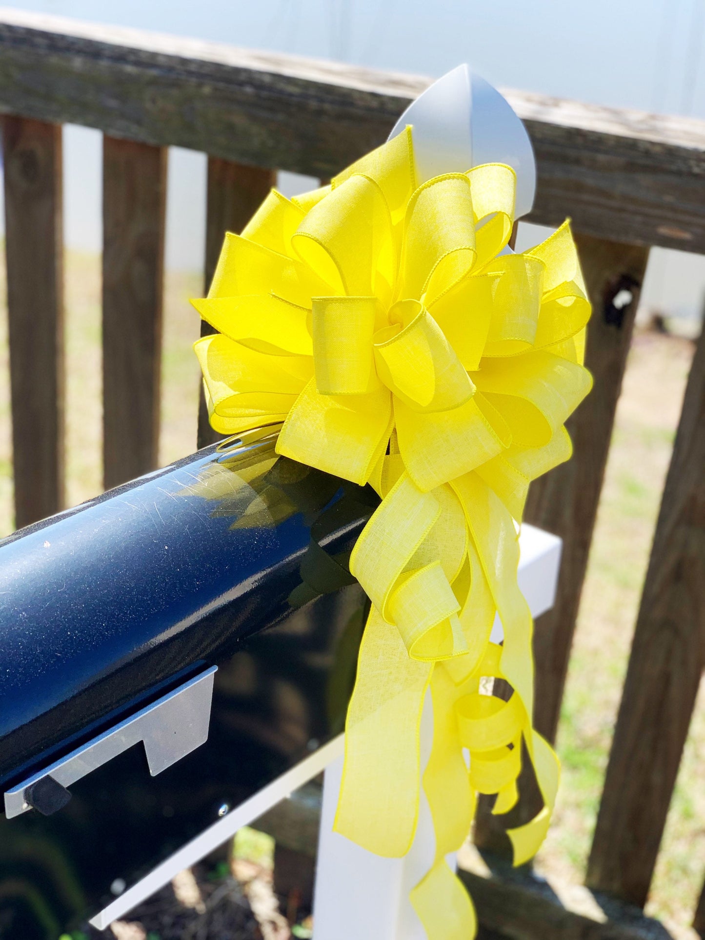 Bright Yellow Deployment Bow. Perfect for Mailbox, Door, and Wreath.