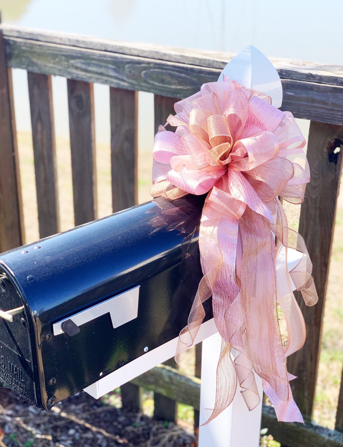 Everyday Collection - Rose Gold Bow,Rose Gold,Rose Gold Ribbon,Rose,Bow,Bows, Mailbox Bow,Wreath Bow,Gift,Gift Bow,Ribbon,Large Bow