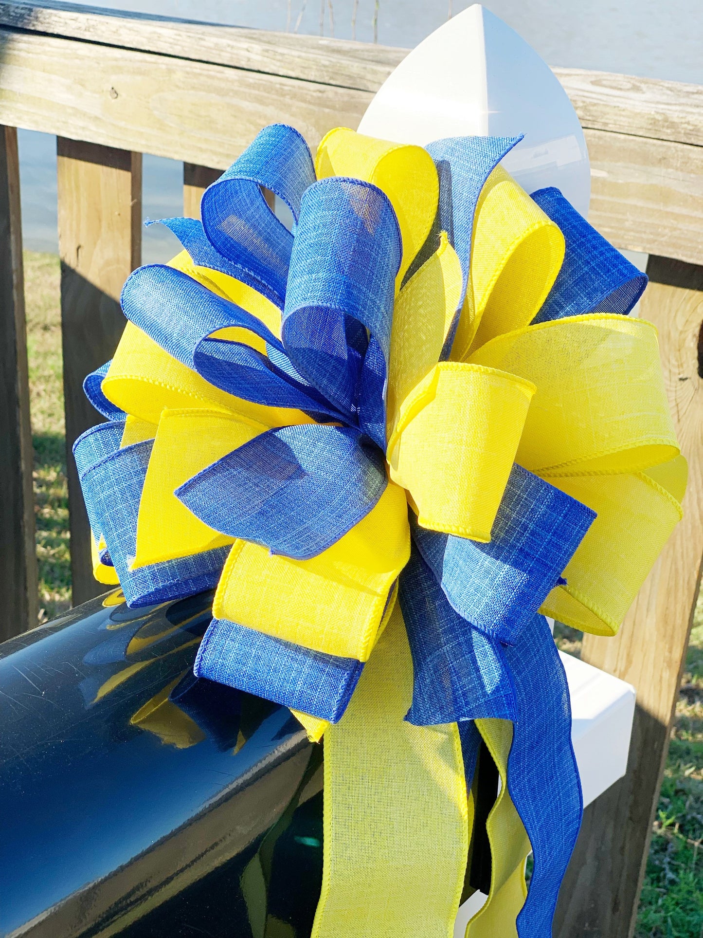 Blue & Yellow Ukraine Bow. Perfect for Mailbox, Door, and Wreath.