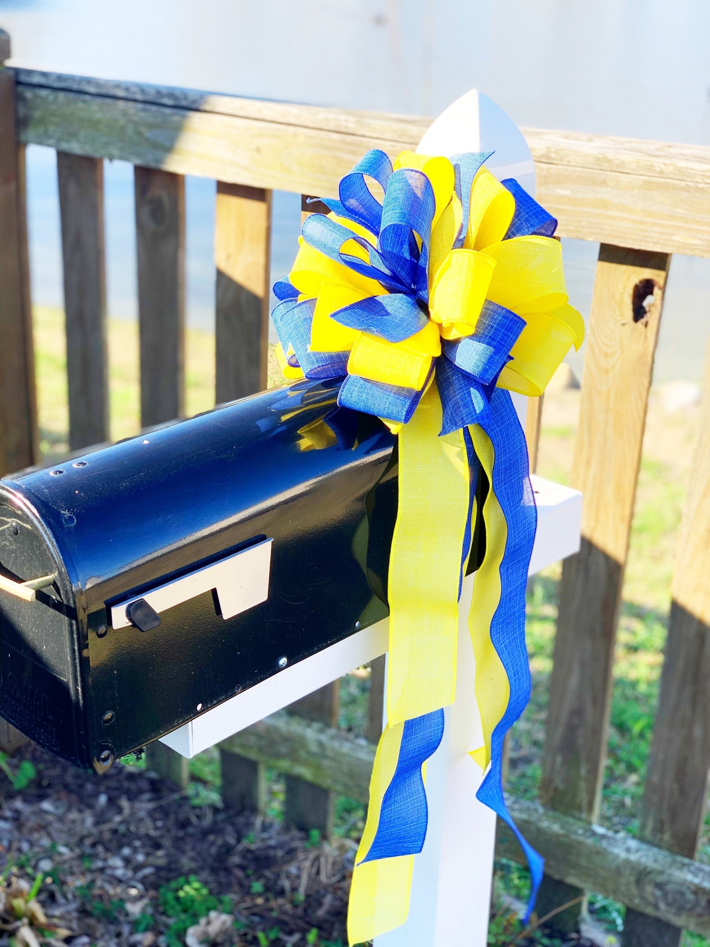 Blue & Yellow Ukraine Bow. Perfect for Mailbox, Door, and Wreath.