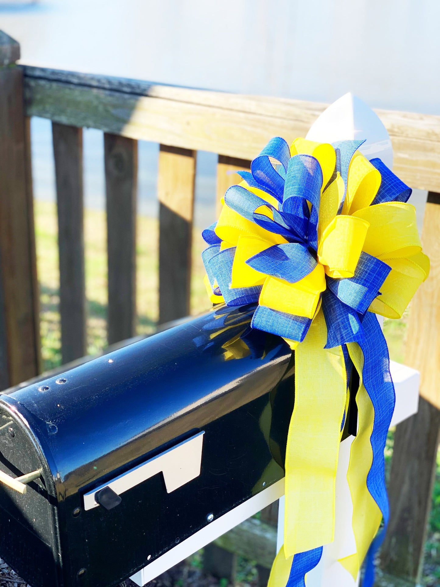 Blue & Yellow Ukraine Bow. Perfect for Mailbox, Door, and Wreath.