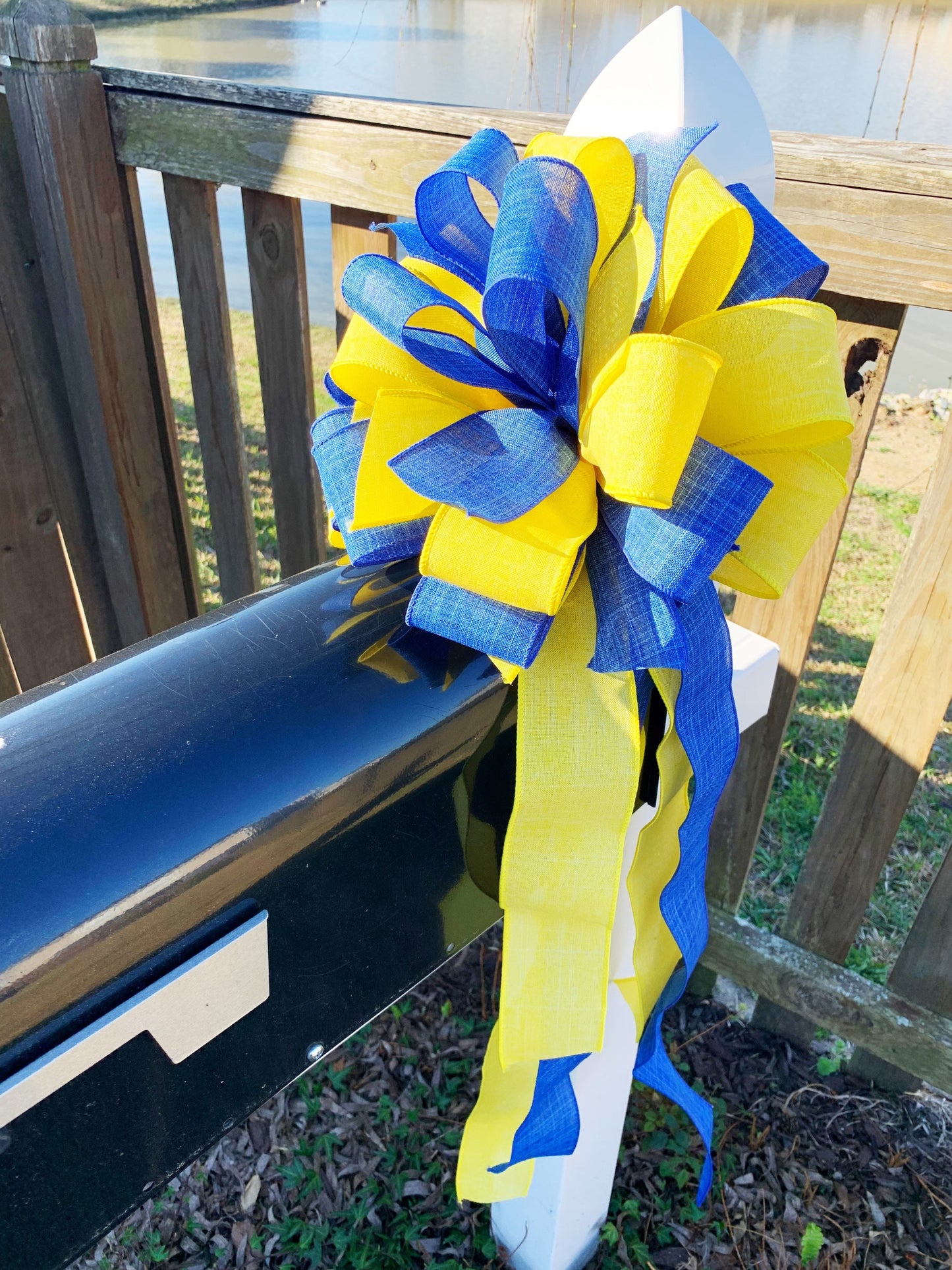 Blue & Yellow Ukraine Bow. Perfect for Mailbox, Door, and Wreath.