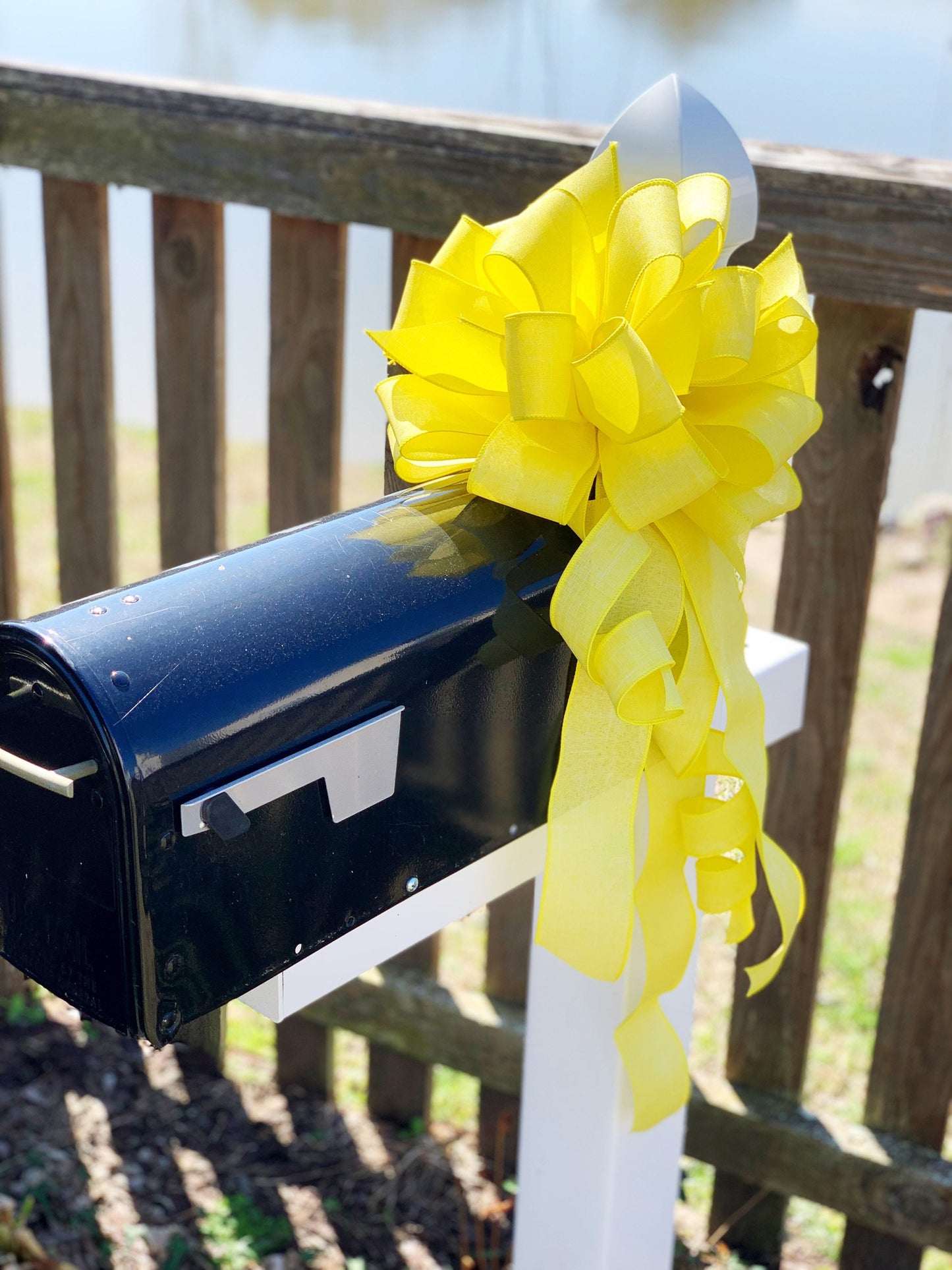 Bright Yellow Deployment Bow. Perfect for Mailbox, Door, and Wreath.