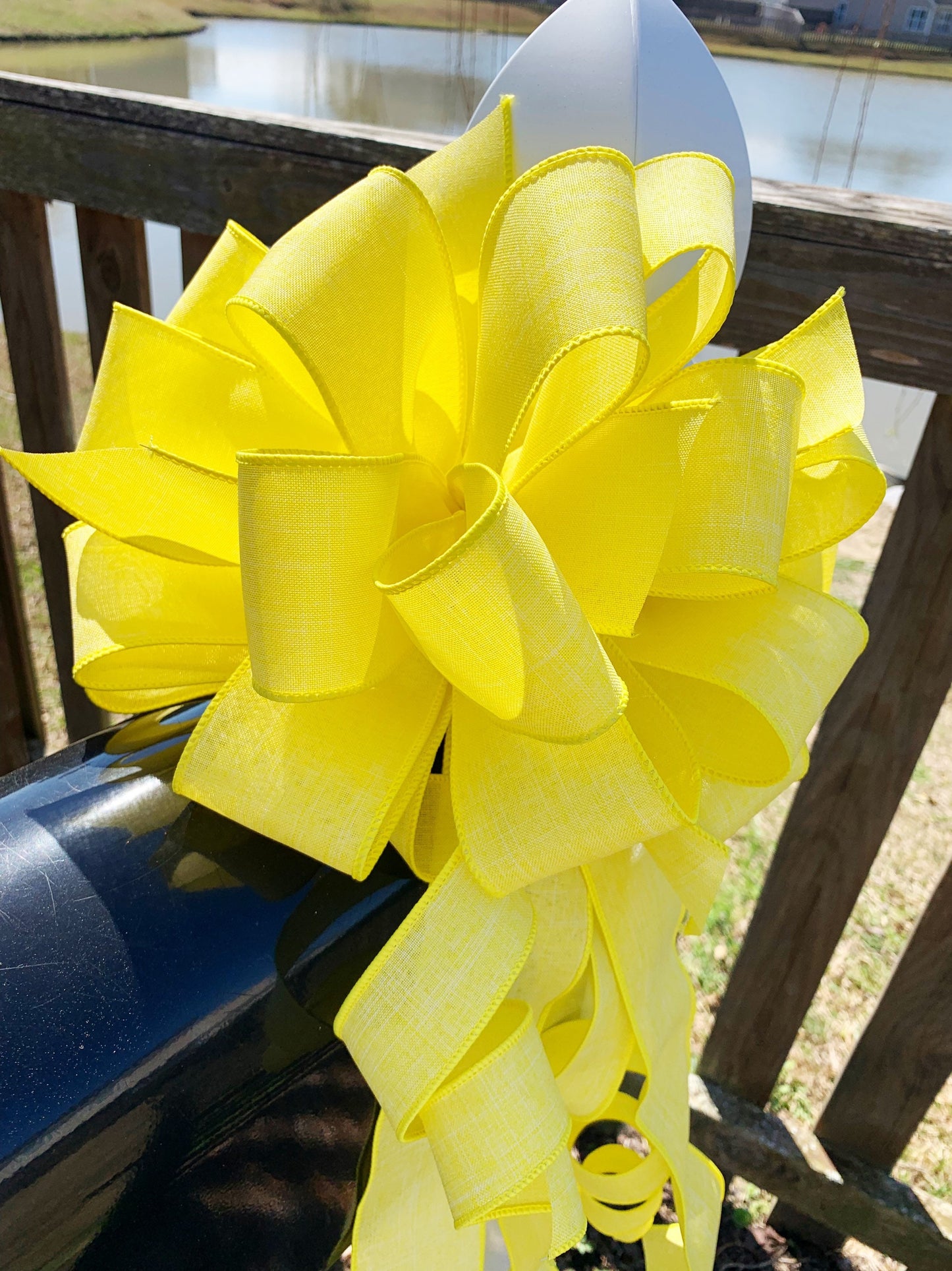 Bright Yellow Deployment Bow. Perfect for Mailbox, Door, and Wreath.