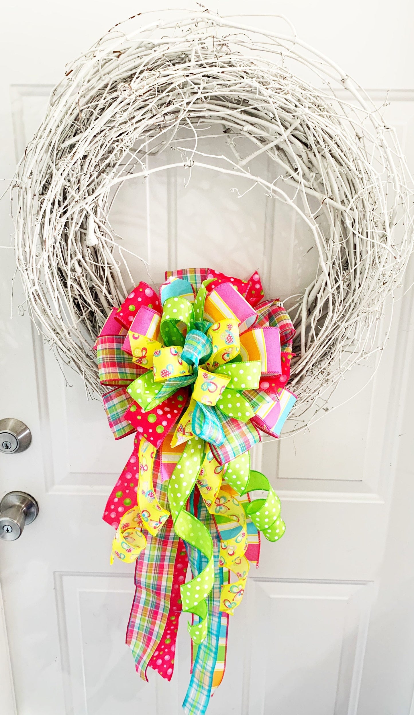 Summer Collection - Summer Bow, Spring Bow, Bright Bow, Wreath Bow, Mailbox Bow, Bow, Bows, Butterfly, Polka Dot, Gift, Ribbon, Plaid Ribbon