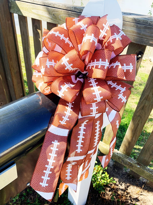 Sports Collection - Football,Football Ribbon, Football Bow,Sports Bow,Sports Decor, Football Decor,Mailbox Bow,Wreath Bow, Large Bow,Gift