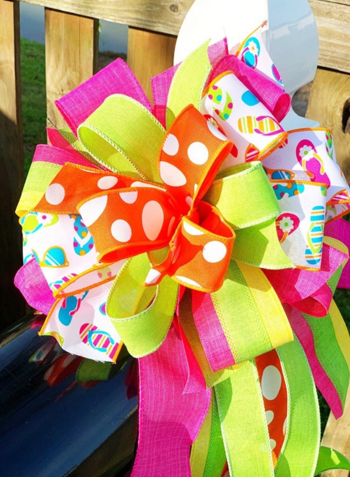 Summer Collection - Gift Set,Plaque,Summer Plaque,Summer Bow,Summer Decor,Bow, Bows,Mailbox Bow,Wreath Bow,Gift,Flip Flops Flop Bow,Ribbon
