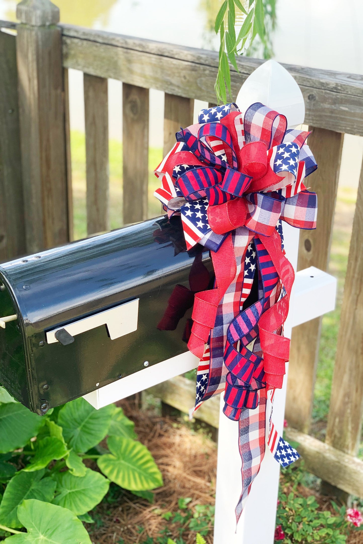 Patriotic Collection - Patriotic Bow,Patriotic, Patriotic Decor,Patriotic Ribbon,USA,USA Bow, Bow, Bows,Mailbox Bow,Wreath Bow,Gift,Gift Bow