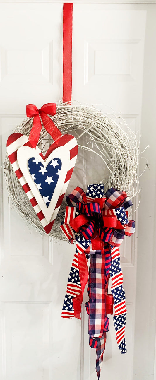 Patriotic Collection - Stars,Stripes,Patriotic Bow,Patriotic,Patriotic Decor,Red White Blue, Red White Blue Bow,Wreath Bow,Mailbox Bow,Gift