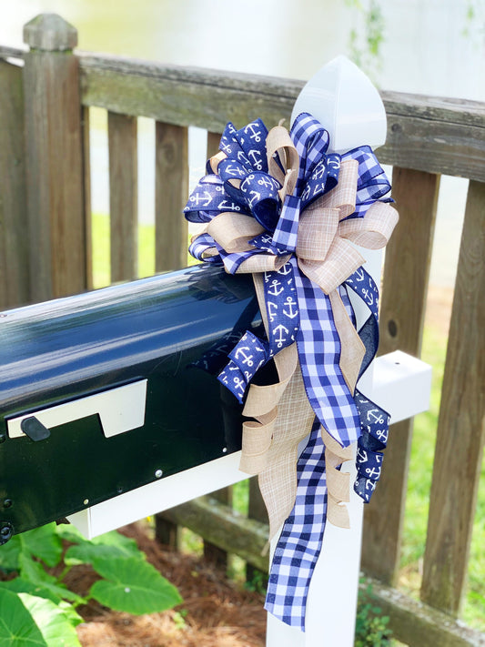 Summer Collection - Anchors,Anchors Bow, Anchors ribbon,Sea Anchors,Bow,Beach, Beach Bow,Nautical,Nautical Bow,Nautical Decor,Mailbox Bow