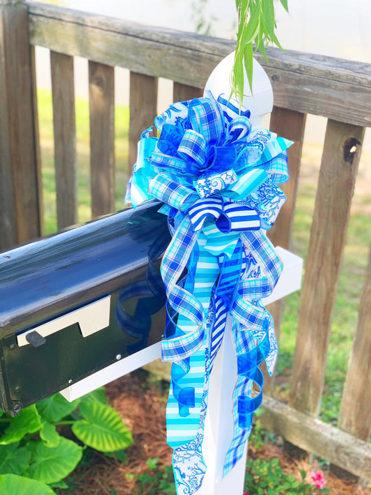 Summer Collection - Nautical Bow,Nautical, Nautical Ribbon,Starfish,Starfish Ribbon,Blue Bow,Blue Ribbon,Beach,Beach Decor,Mailbox Bow