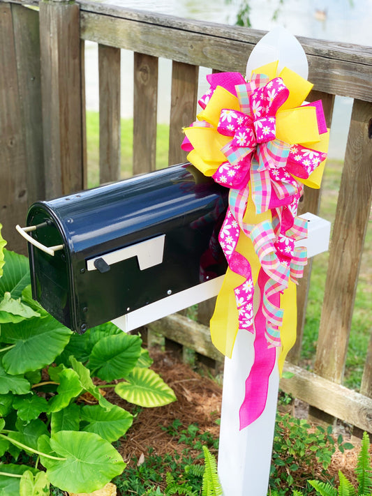 Summer Collection - Summer Bow,Summer Ribbon,Daisy,Daisy Decor,Bow,Bows,Wreath Bow,Mailbox Bow,Decor,Gift,Gifts,Yard Decor,Lantern Bow