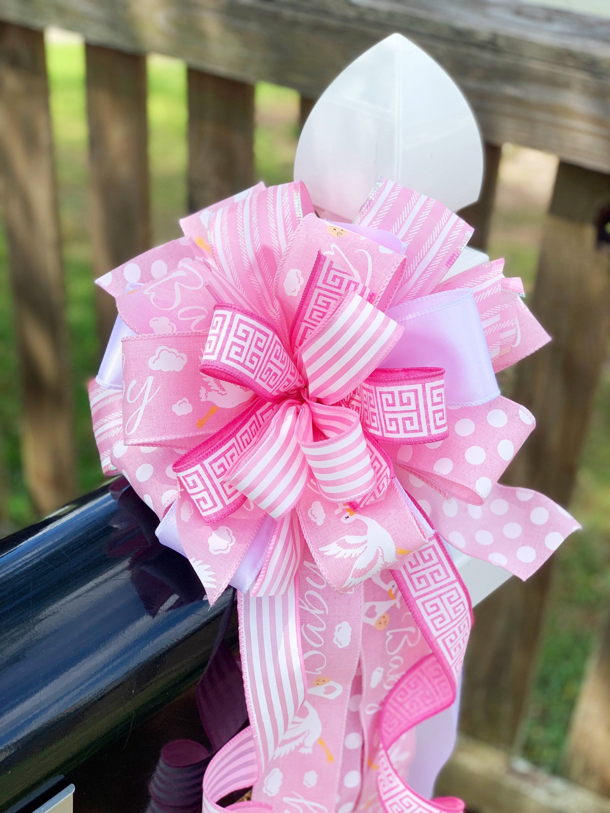 Welcome Baby Bows with Pink Curling Ribbon Accents – Pipila's Design LLC