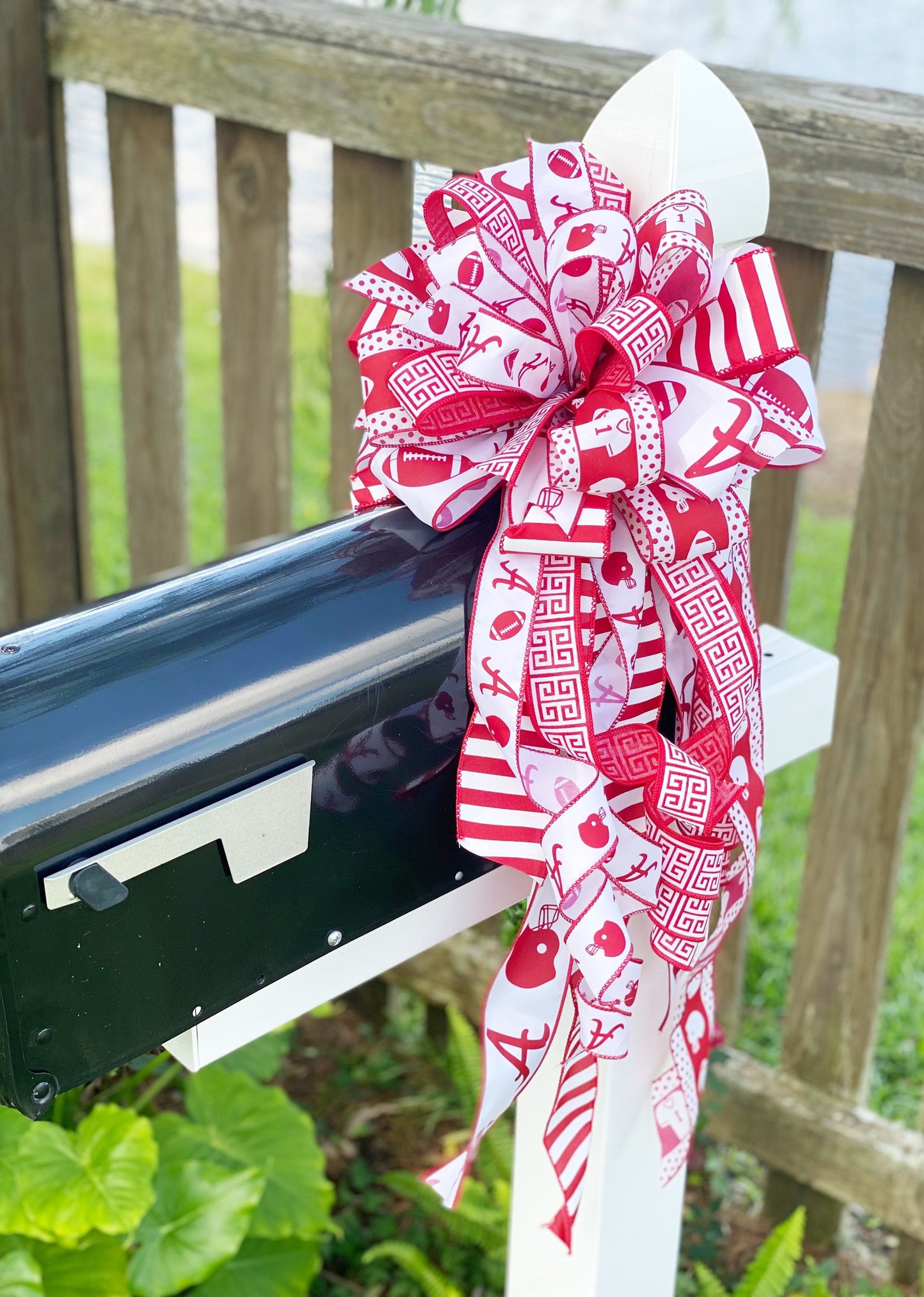 Sports Collection - Sports Bow,Sports,Football Bow,Red and White Bow,Mailbox Bow,Wreath Bow,Gift,Football Ribbon,Sports Ribbon,Bows