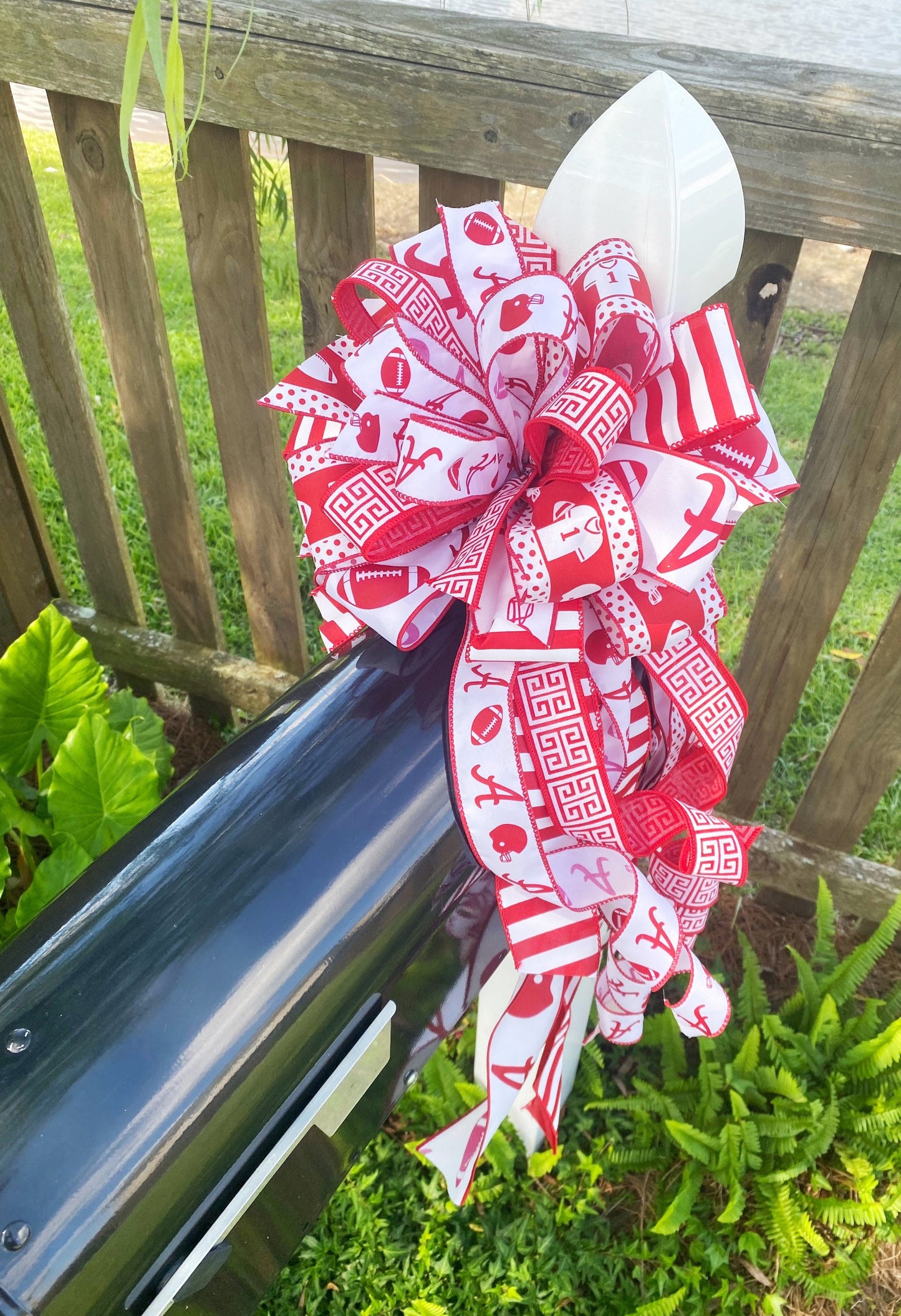 Sports Collection - Sports Bow,Sports,Football Bow,Red and White Bow,Mailbox Bow,Wreath Bow,Gift,Football Ribbon,Sports Ribbon,Bows