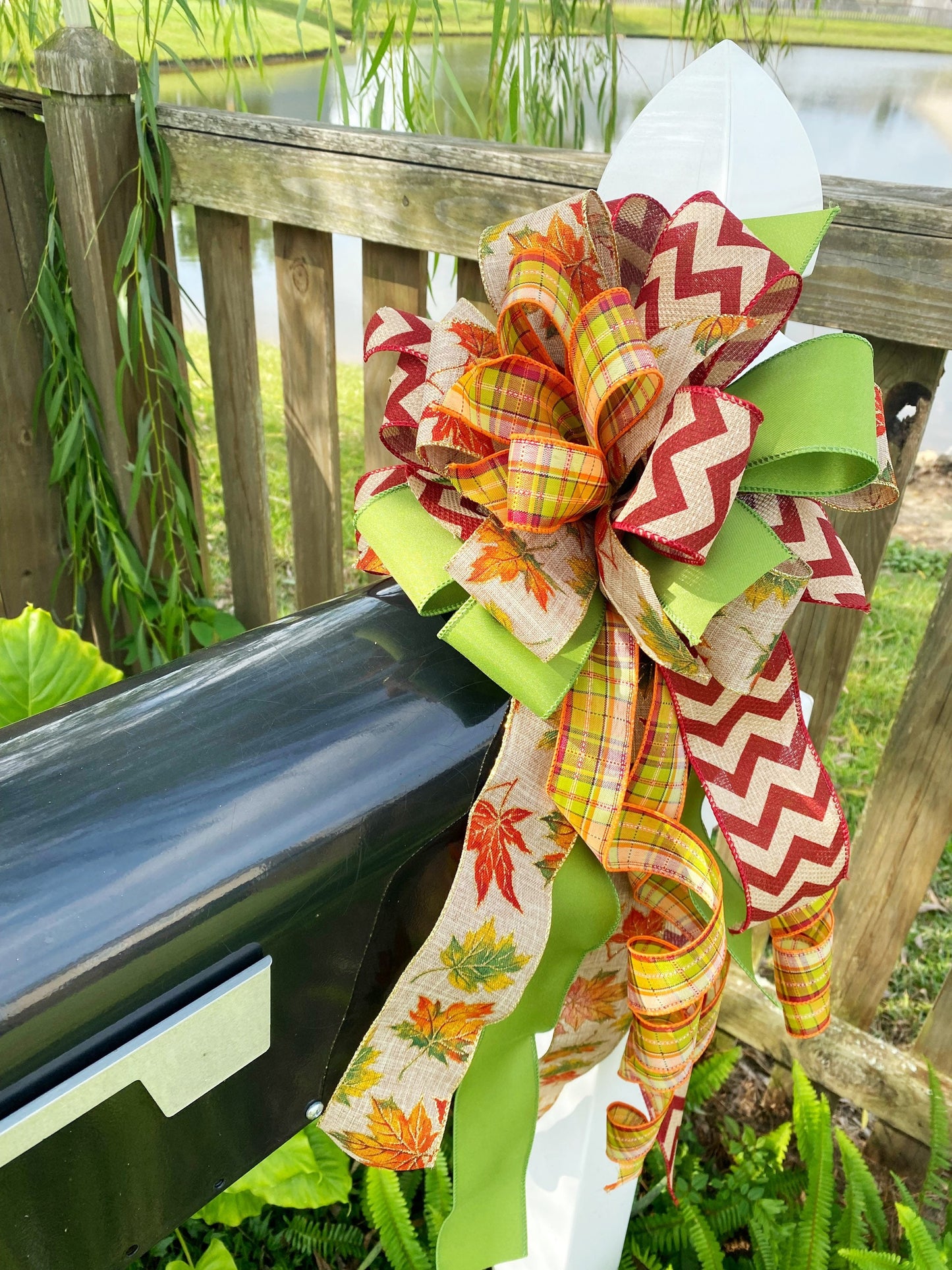 Fall Collection- Fall Bow,Bow,Wreath Bow,Fall Decor,Fall,Mailbox Bow,Large Bow,Gift,Gift Bow,Fall Leaves,Plaid,Ribbon,Chevron,Chevron Bow