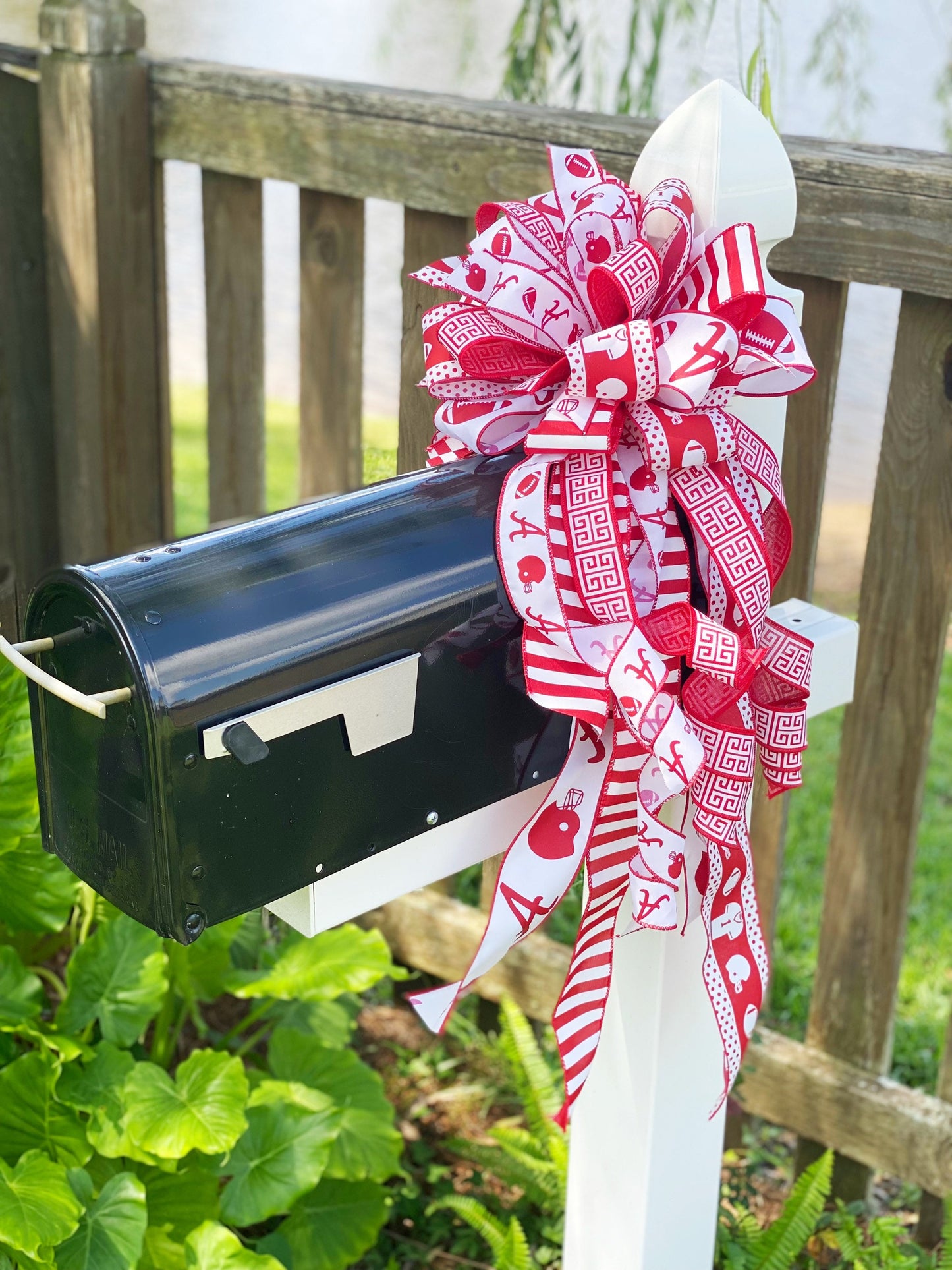 Sports Collection - Sports Bow,Sports,Football Bow,Red and White Bow,Mailbox Bow,Wreath Bow,Gift,Football Ribbon,Sports Ribbon,Bows