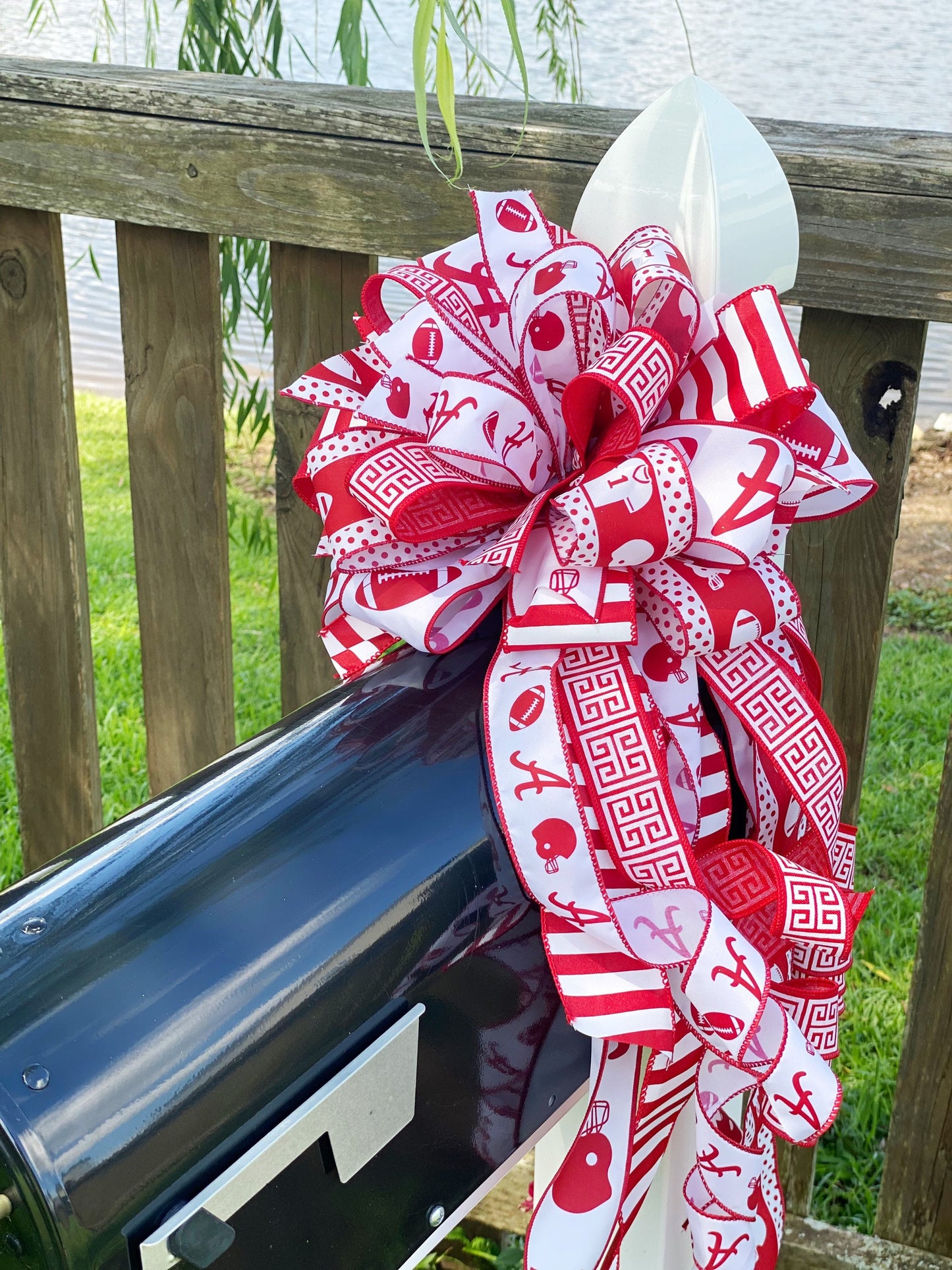 Sports Collection - Sports Bow,Sports,Football Bow,Red and White Bow,Mailbox Bow,Wreath Bow,Gift,Football Ribbon,Sports Ribbon,Bows