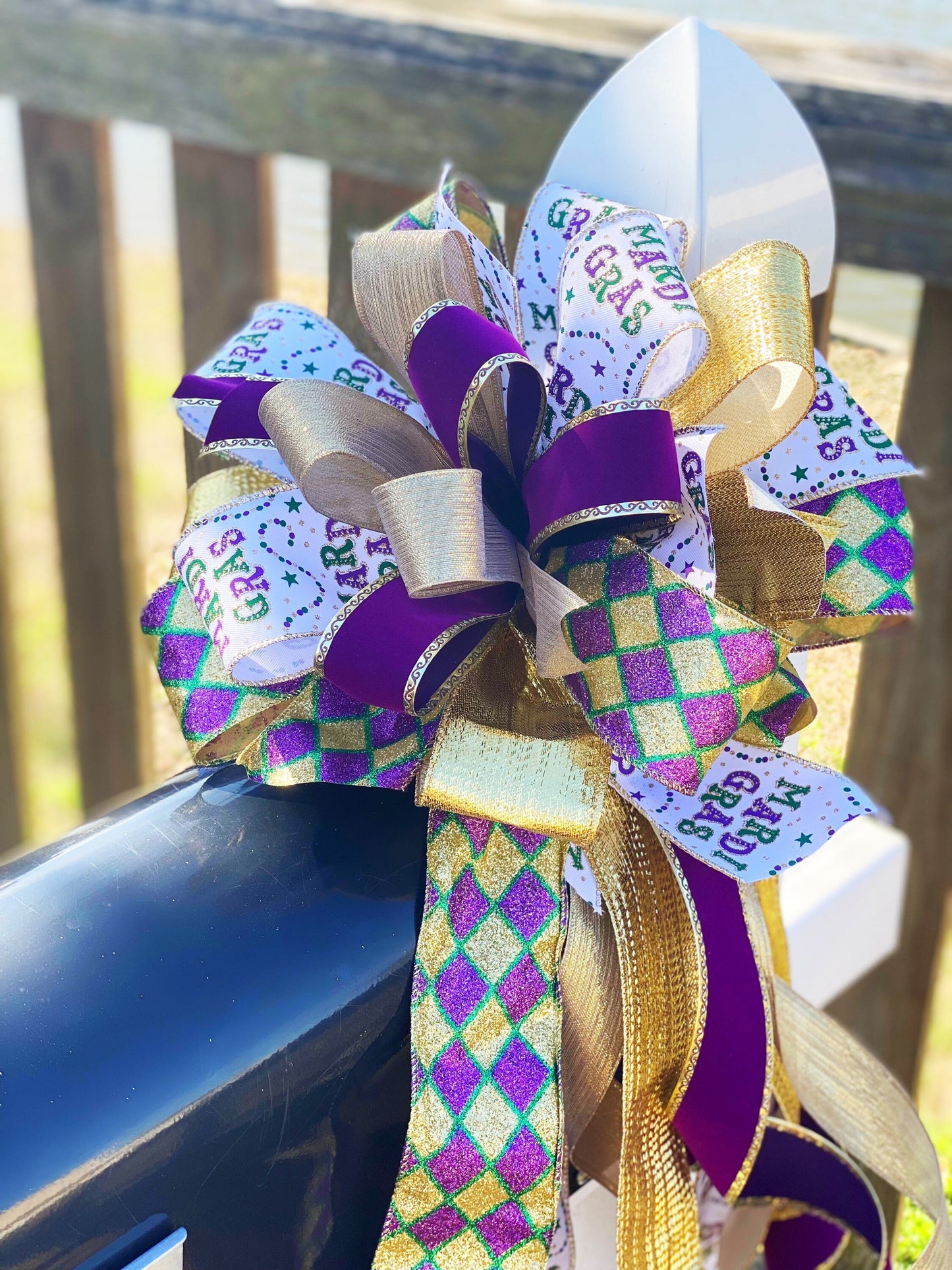 Everyday Collection - Mardi Gras,Mardi Gras Bow,Mardi Gras Decor,Mardi Gras Ribbon,Mardi Gras Decorations,Festive,Festive Bow,Purple Bow