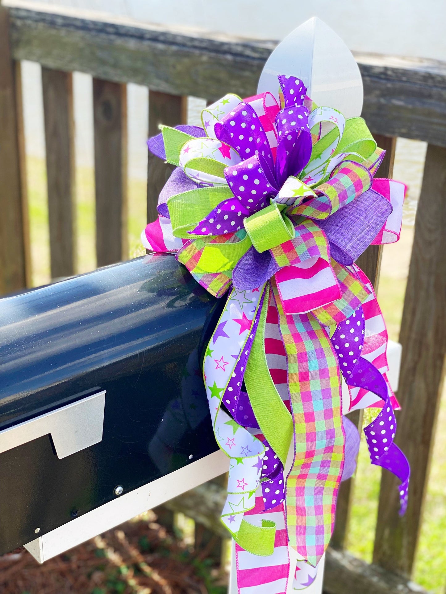 Everyday Collection - Spring Bow, Spring,Large Bow,Mailbox Bow,Wreath Bow,Lavender Ribbon,Yellow Ribbon,Stars,Star Ribbon,Decor,Bow,Bows