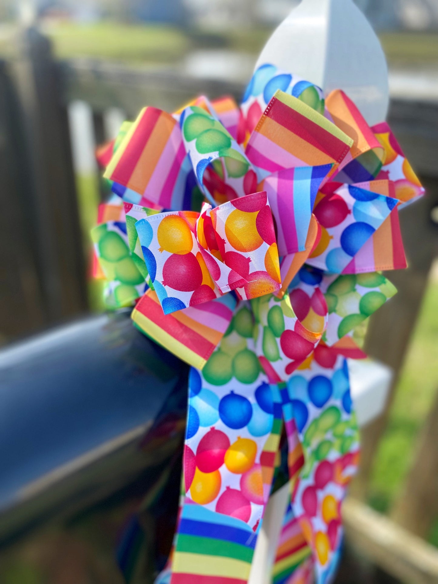 Birthday Bow Featuring Balloons, Balloons, and More Balloons!! Perfect for Mailbox, Door, and Wreath.