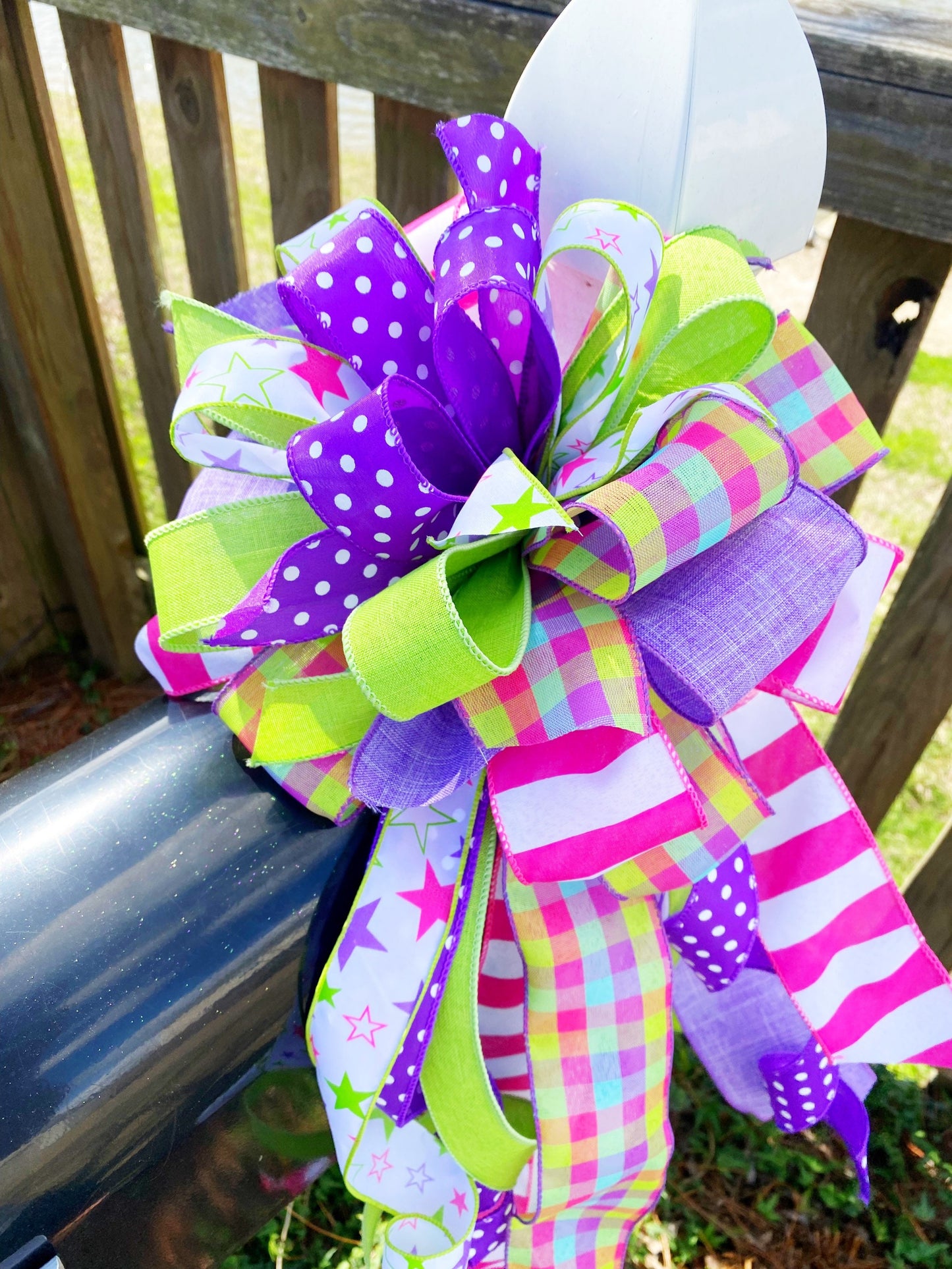 Everyday Collection - Spring Bow, Spring,Large Bow,Mailbox Bow,Wreath Bow,Lavender Ribbon,Yellow Ribbon,Stars,Star Ribbon,Decor,Bow,Bows