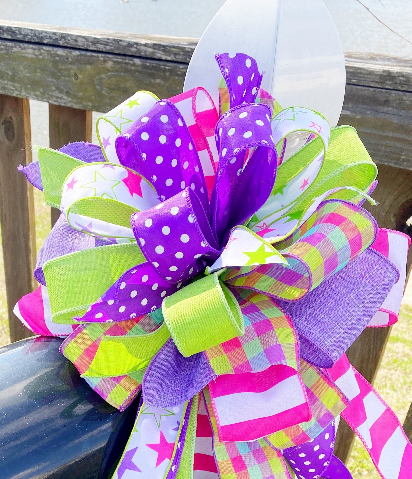 Everyday Collection - Spring Bow, Spring,Large Bow,Mailbox Bow,Wreath Bow,Lavender Ribbon,Yellow Ribbon,Stars,Star Ribbon,Decor,Bow,Bows